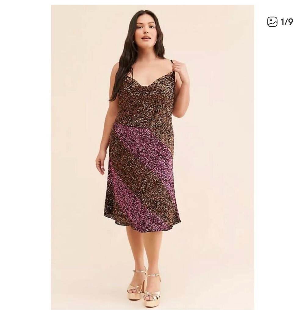 Anthropologie Bl-nk Rossellini Sequin Midi Occasion Dress XL